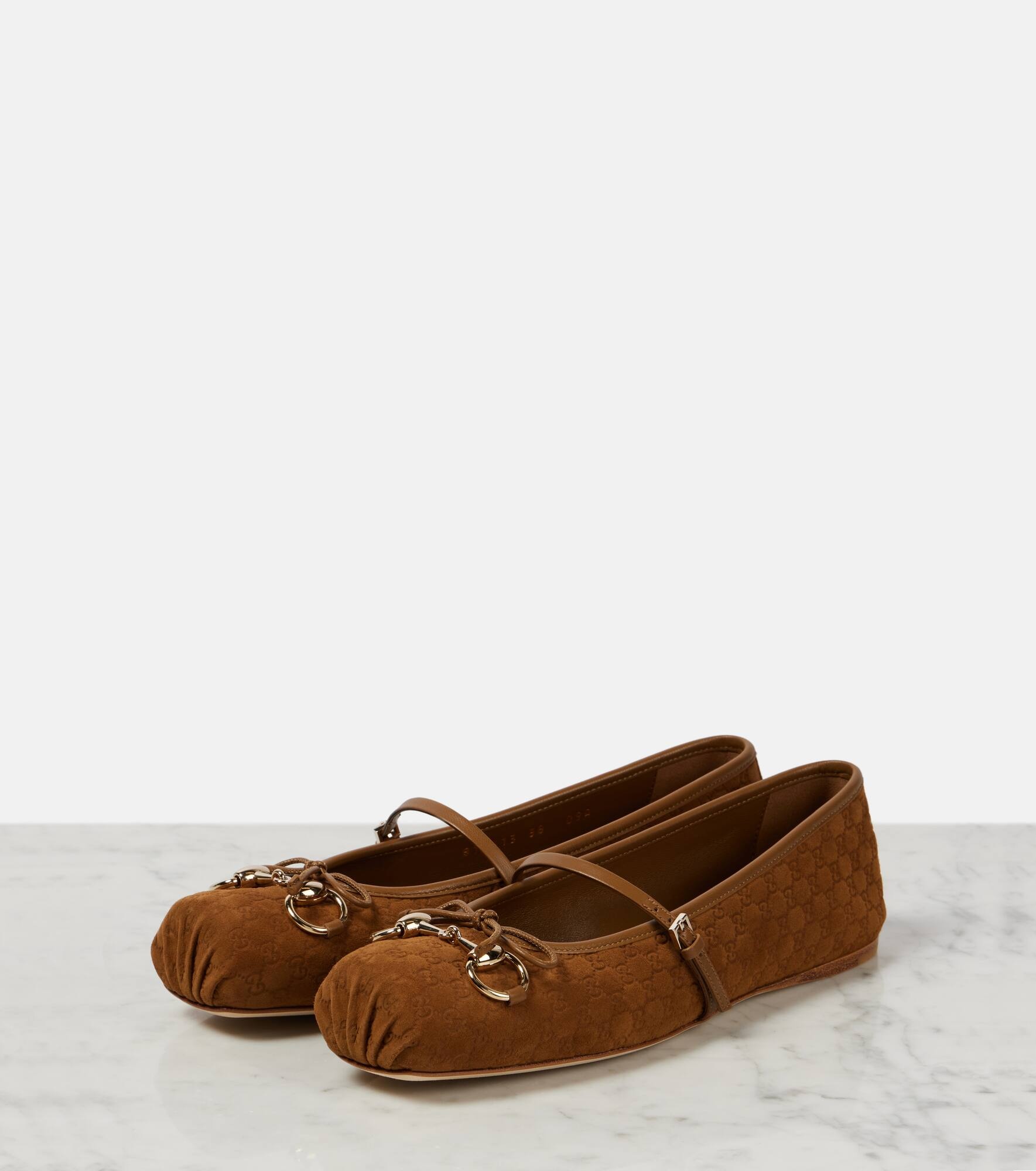 Gucci Horsebit GG suede ballet flats - 4
