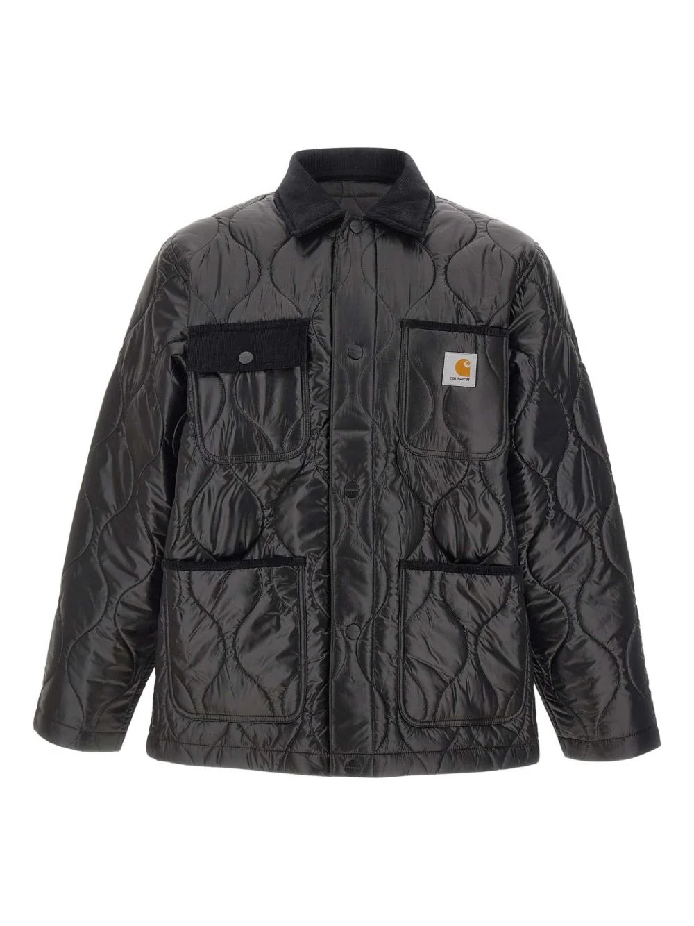 quilted corduroy-trims padded jacket - 1