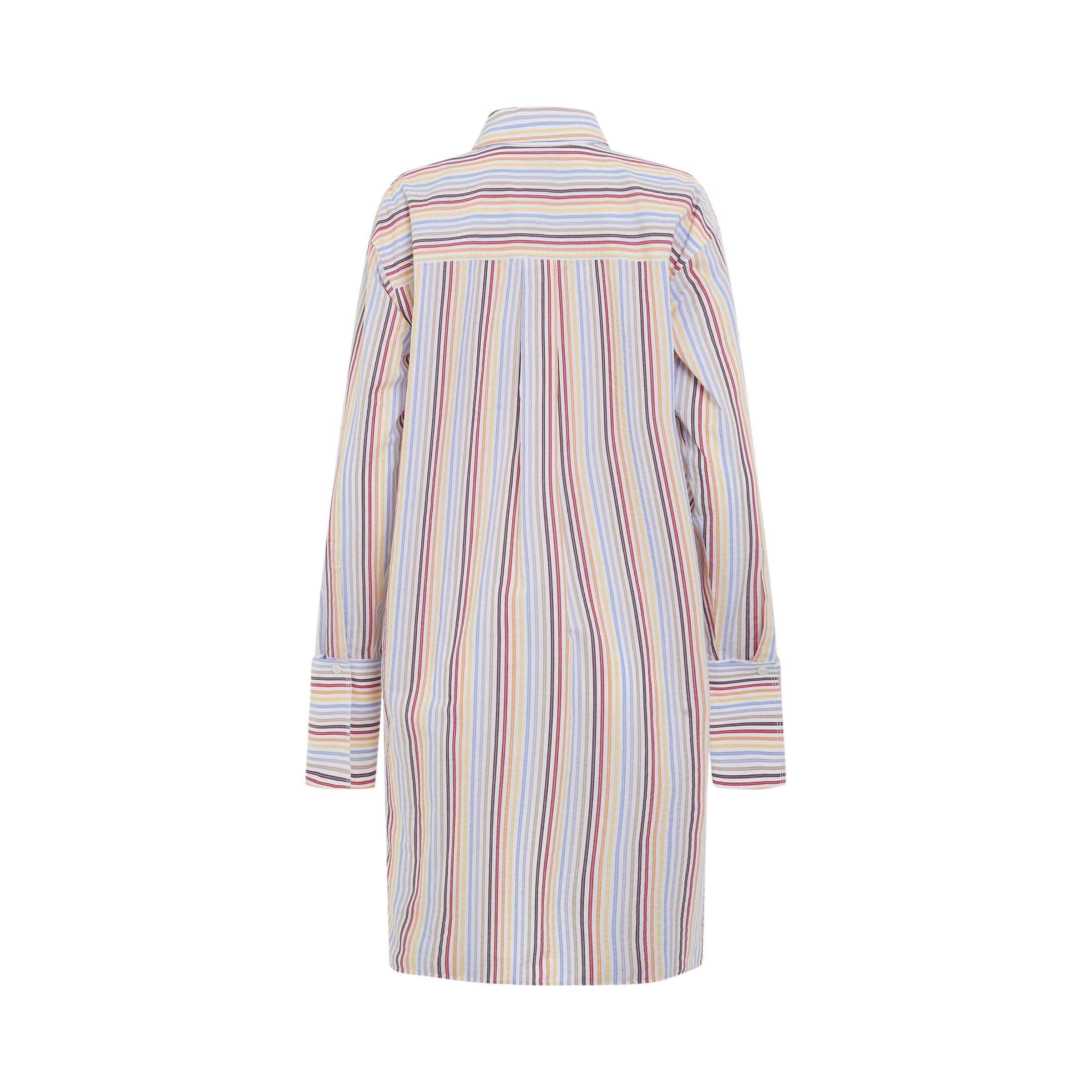 Stripe Deconstructed Silk Shirt Dress in Yellow/Blue/Orange - 4