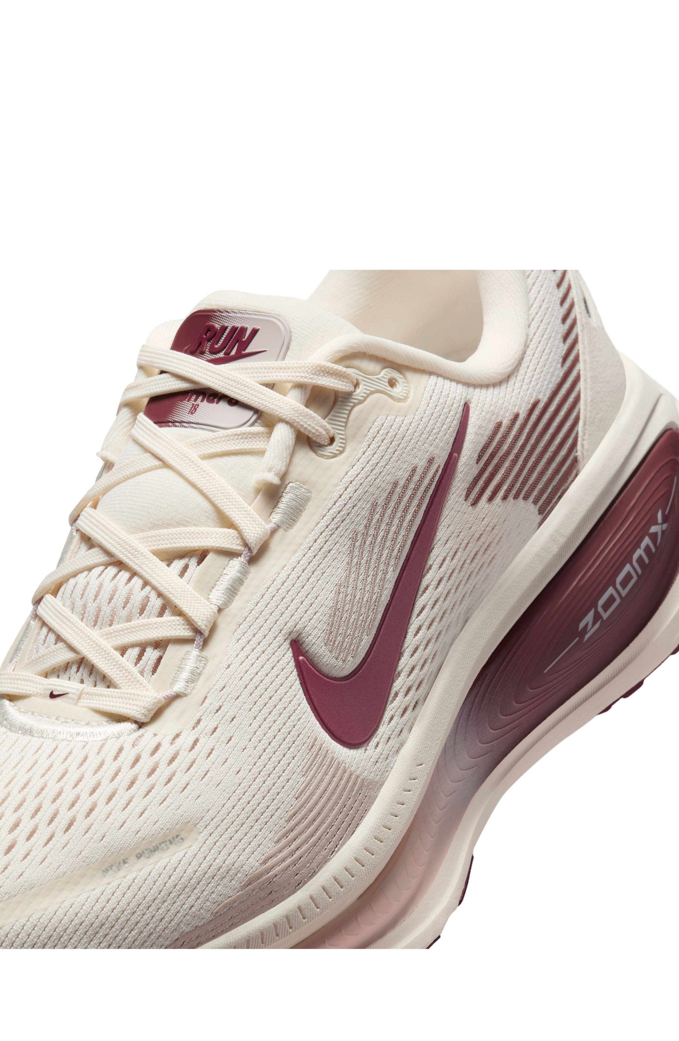 Nike Vomero 18 Running Shoe in Pale Ivory/Dark Red at Nordstrom - 7