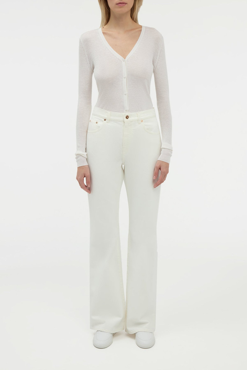 GABRIELA HEARST Aiste Knit Cardigan in Ivory Cashmere Silk with Hemp outlook