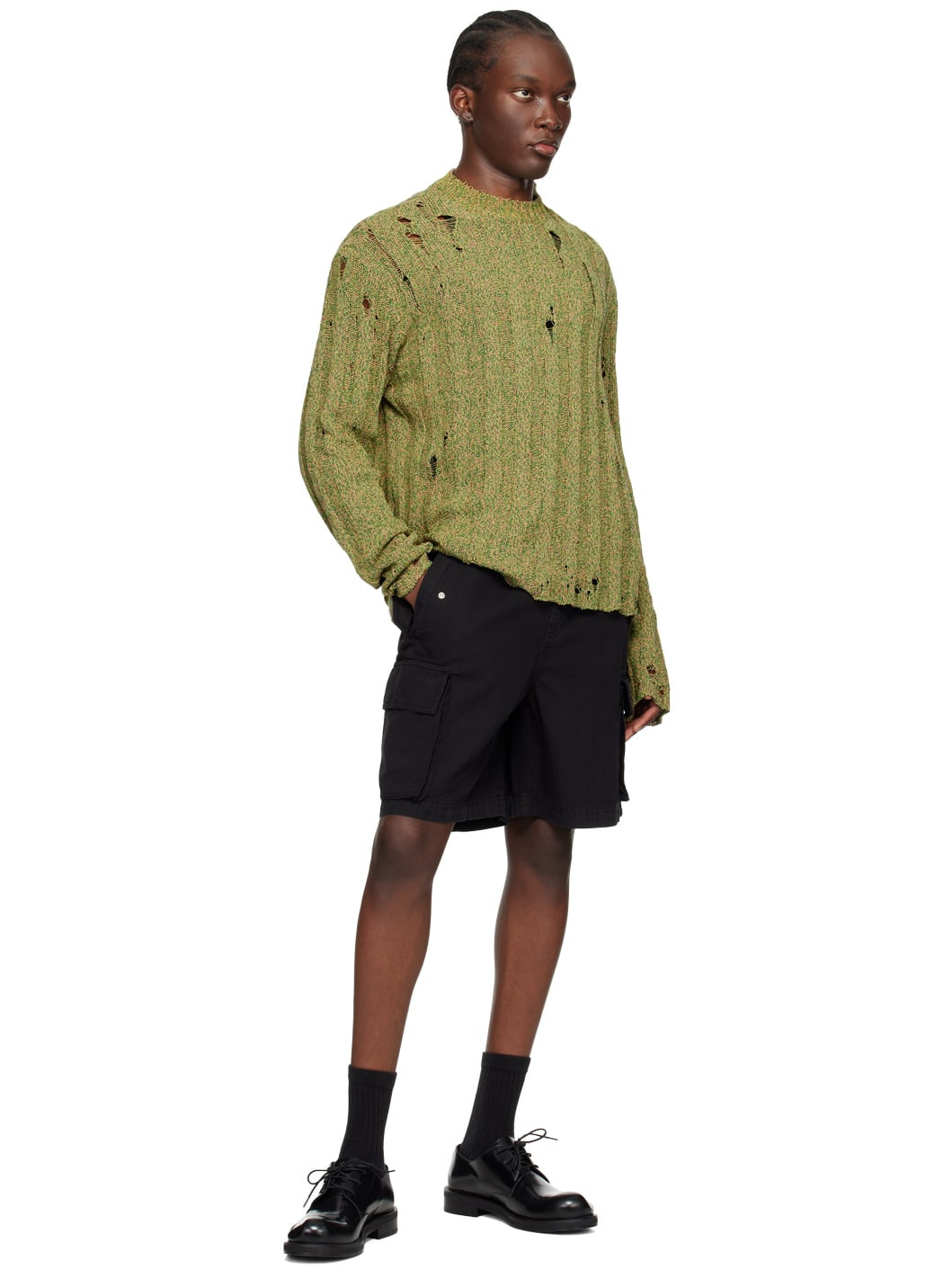 Black Dark Cargo Shorts - 4