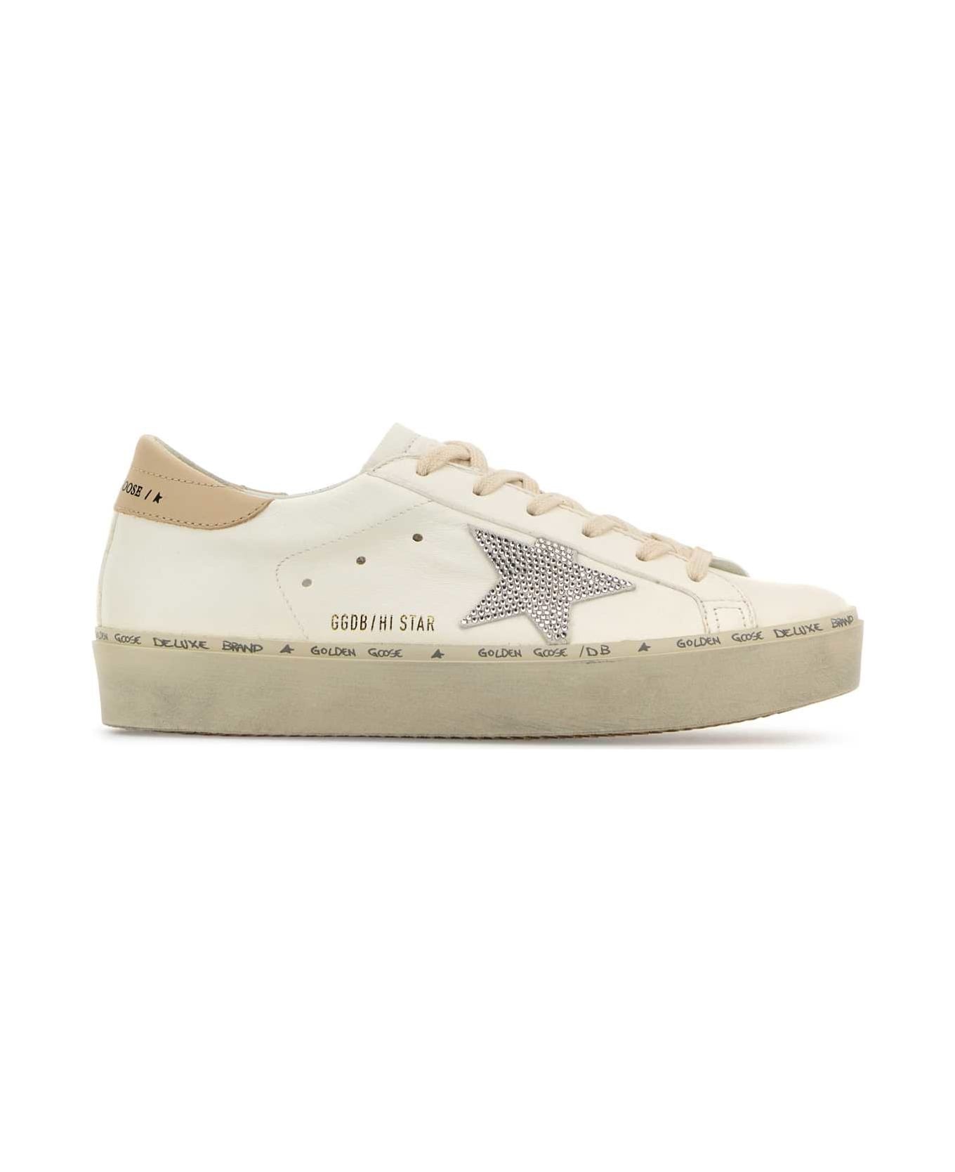 White Leather Hi Star Sneakers - 1