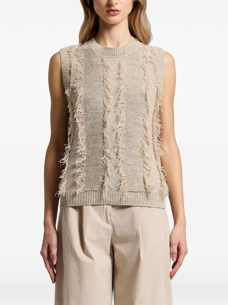 sequinned fringed knitted top 1