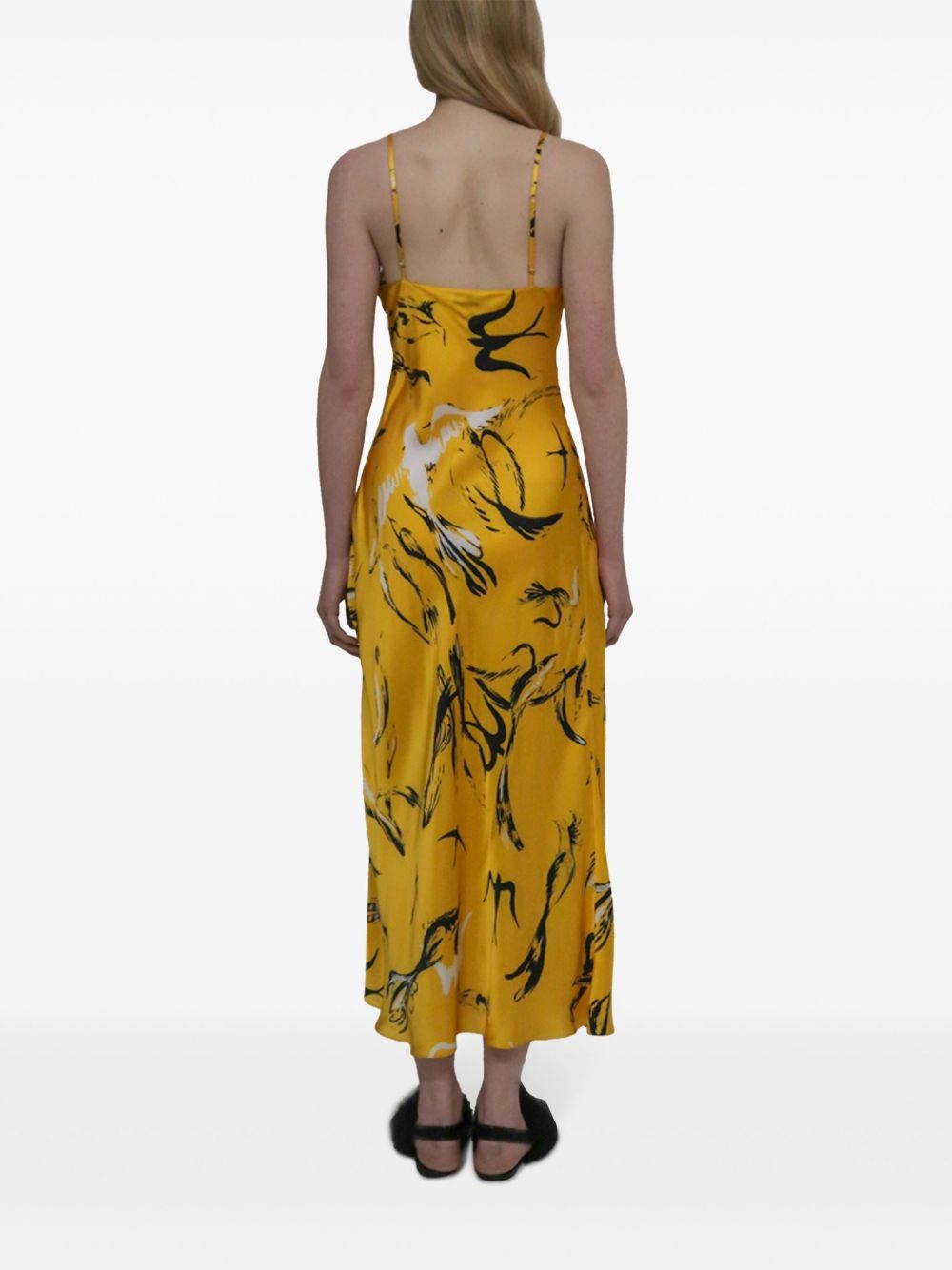 Painted Birds-print slip dress - 4
