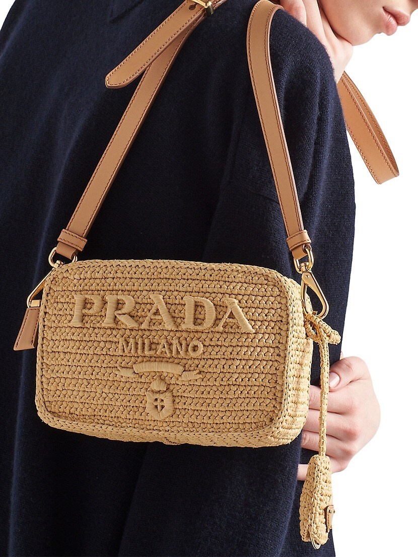 Prada Raffia Shoulder Bag | saksfifthavenue | REVERSIBLE