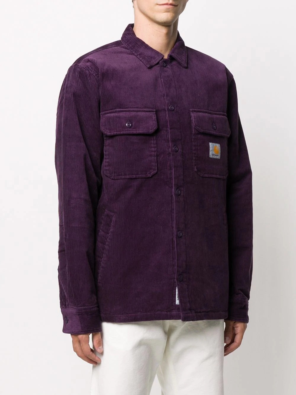 corduroy logo patch shirt  - 3