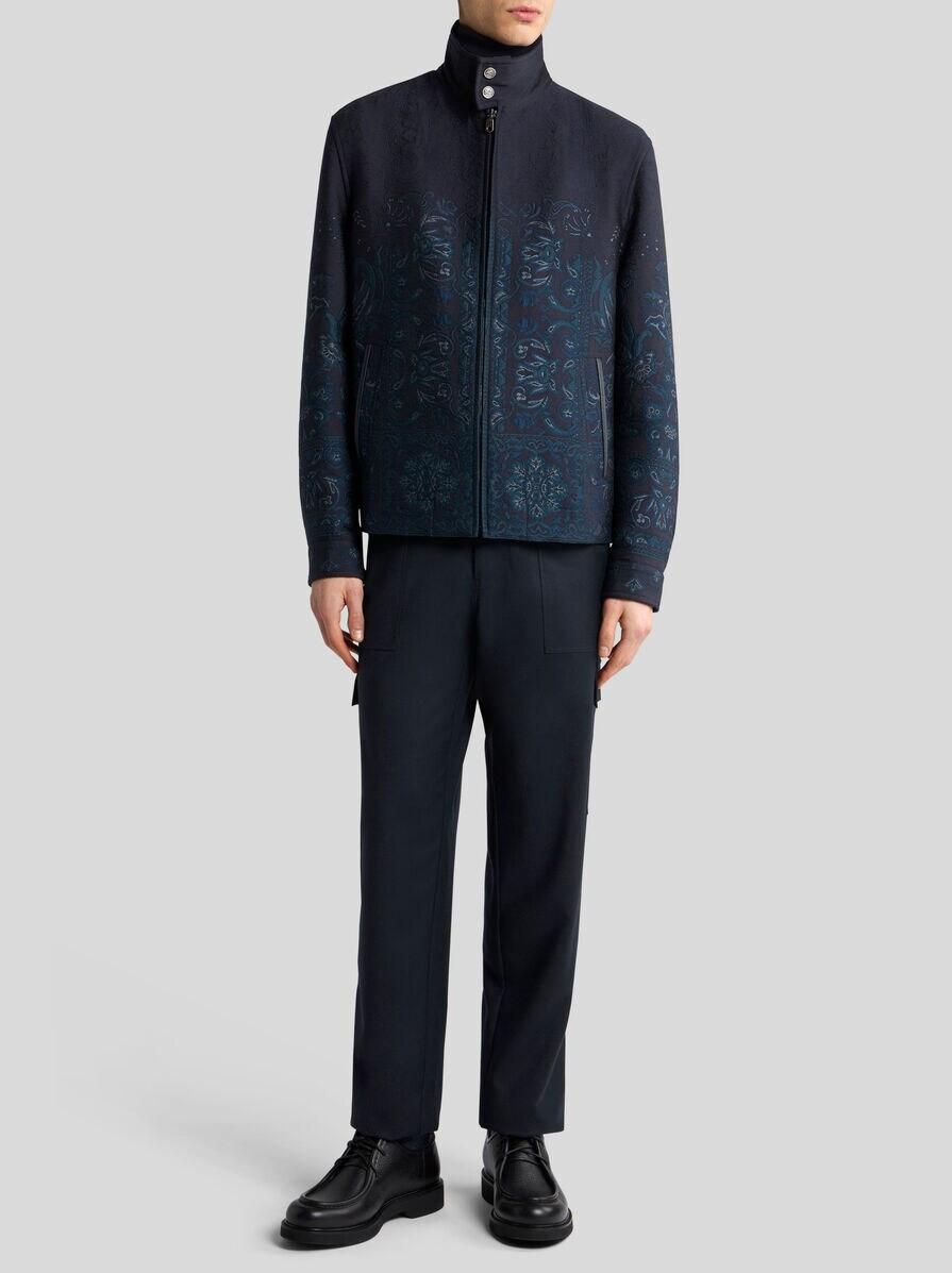 WOOL-BLEND JACQUARD JACKET WITH STAND-UP COLLAR - 4