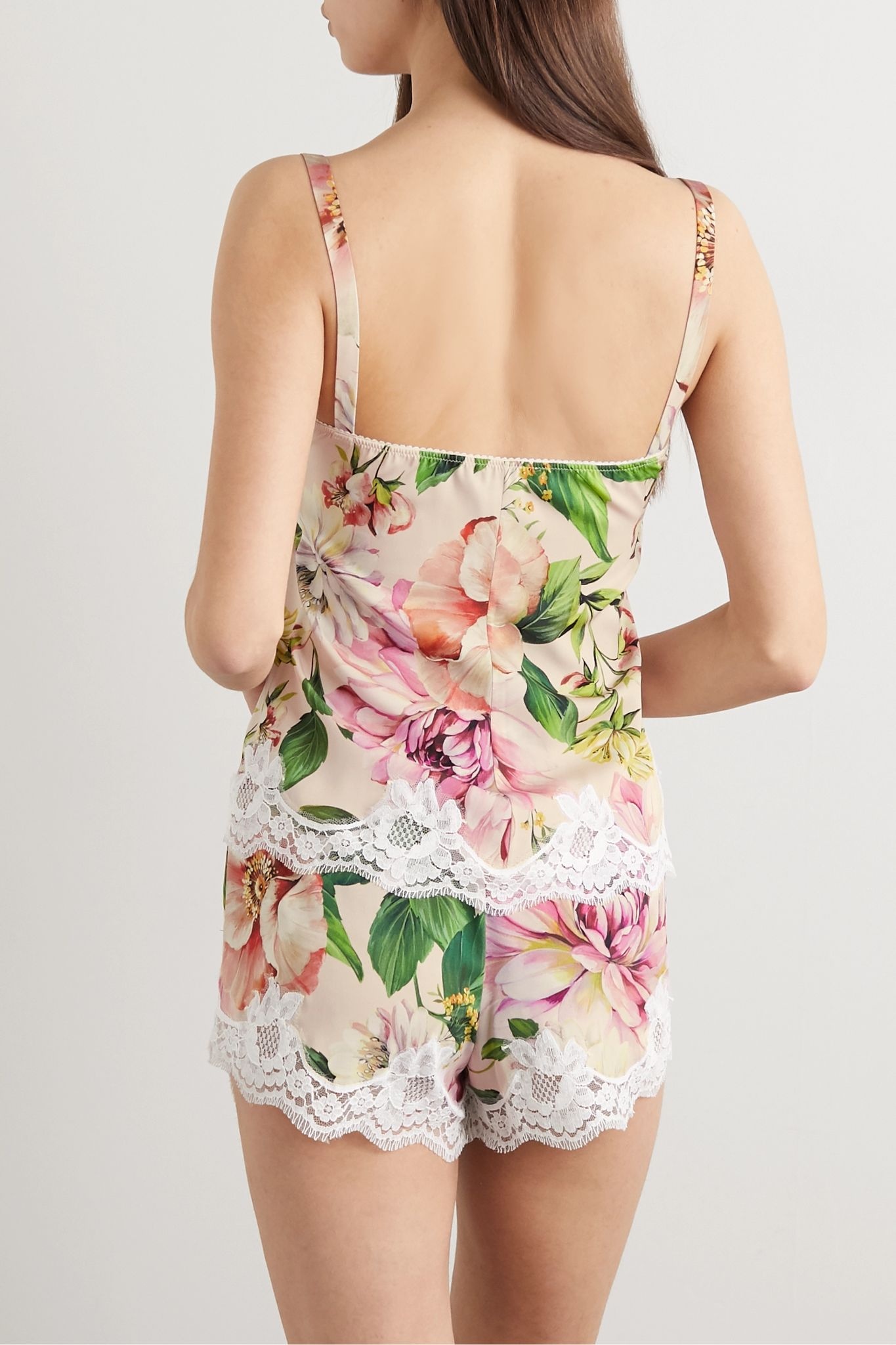 Lace-trimmed floral-print silk-blend camisole - 3