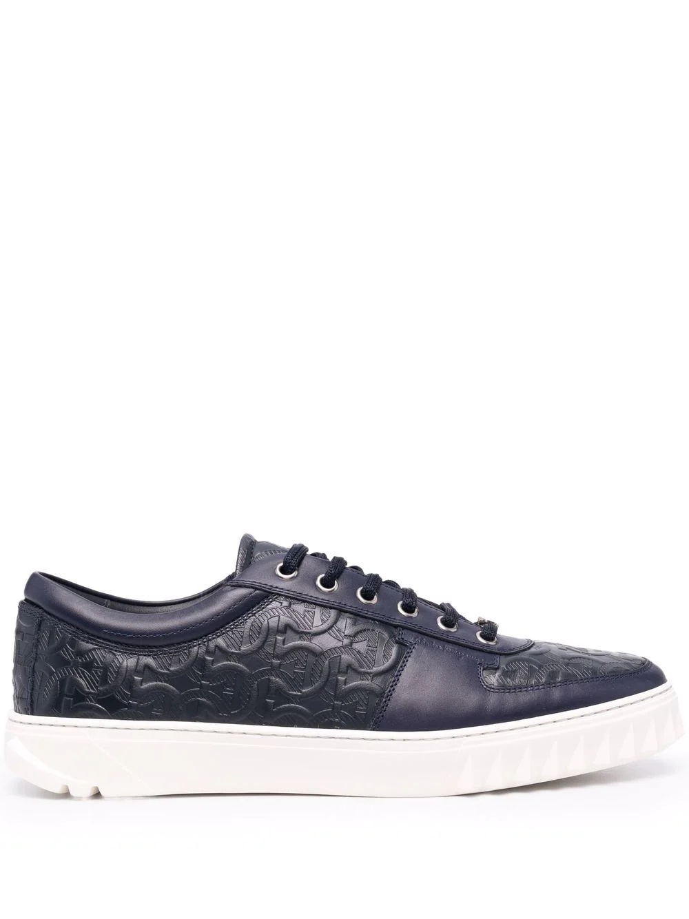 Gancini-embossed leather sneakers - 1