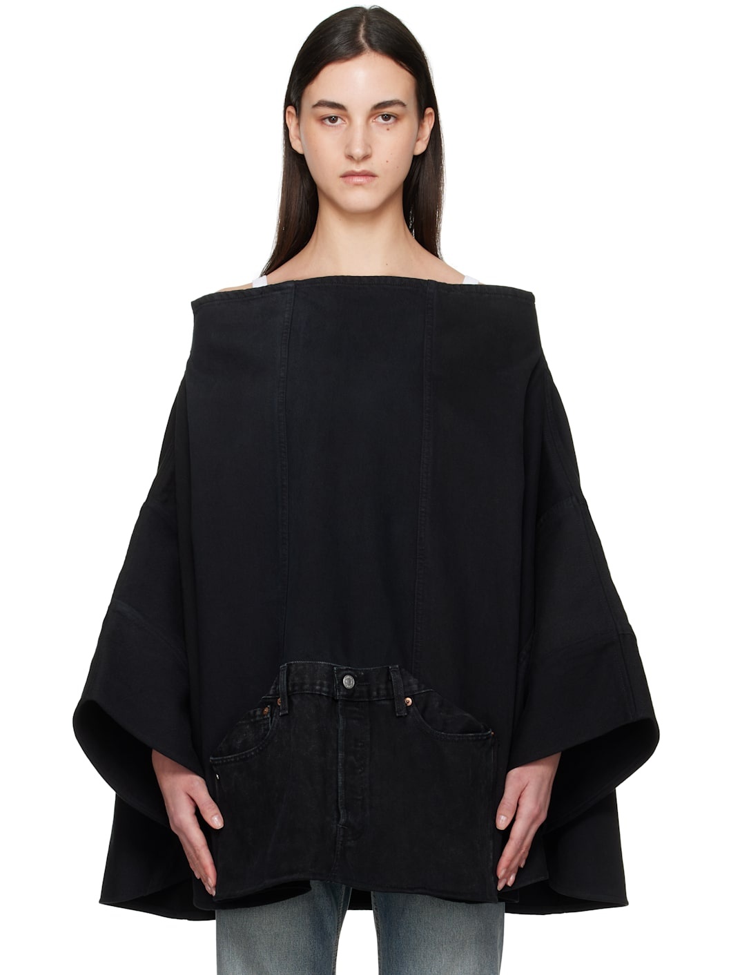 Black Nº73 Sweaterponcho Vintage Denim Jacket - 1