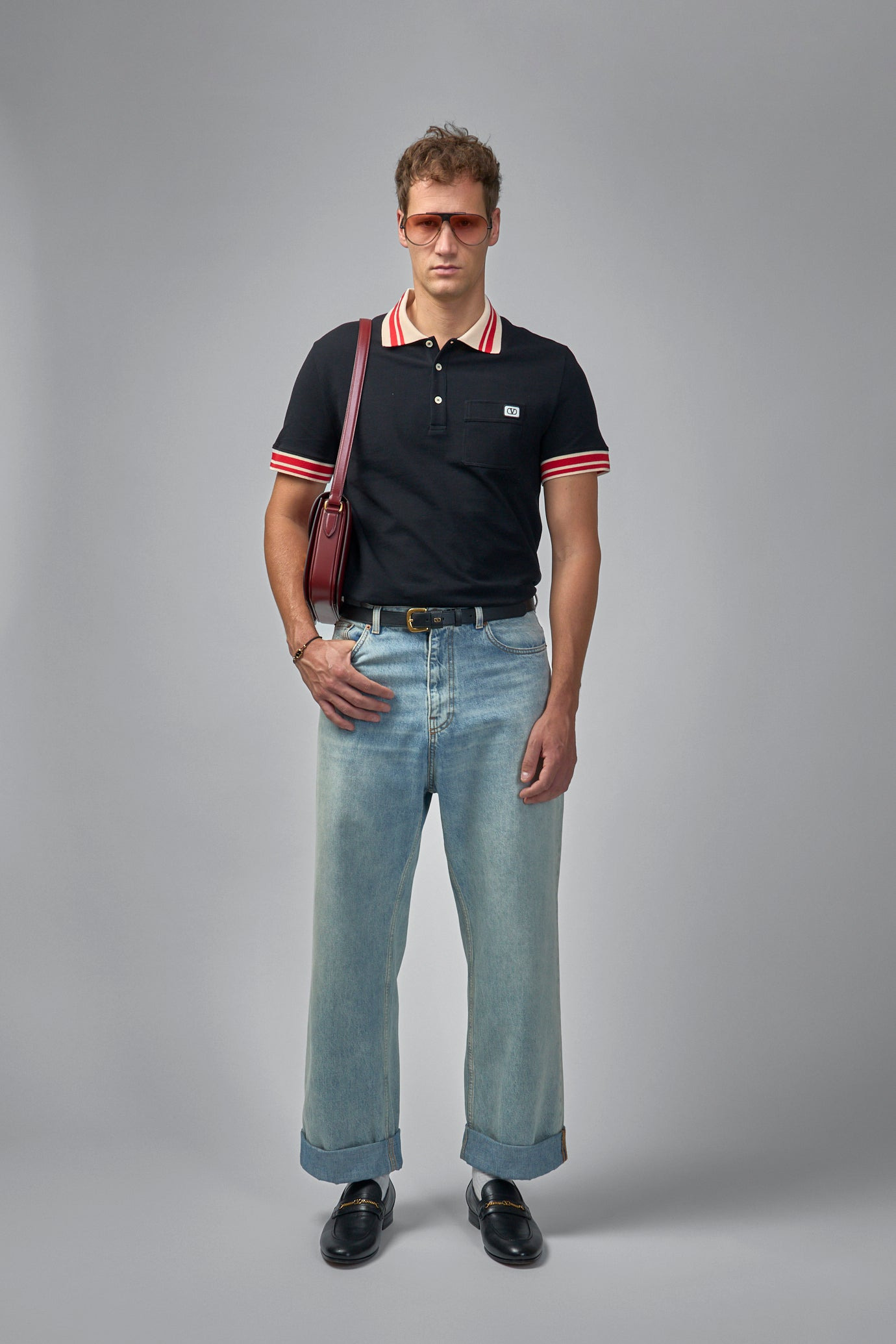 Cotton Piqué Polo Shirt With VLogo Patch - 2