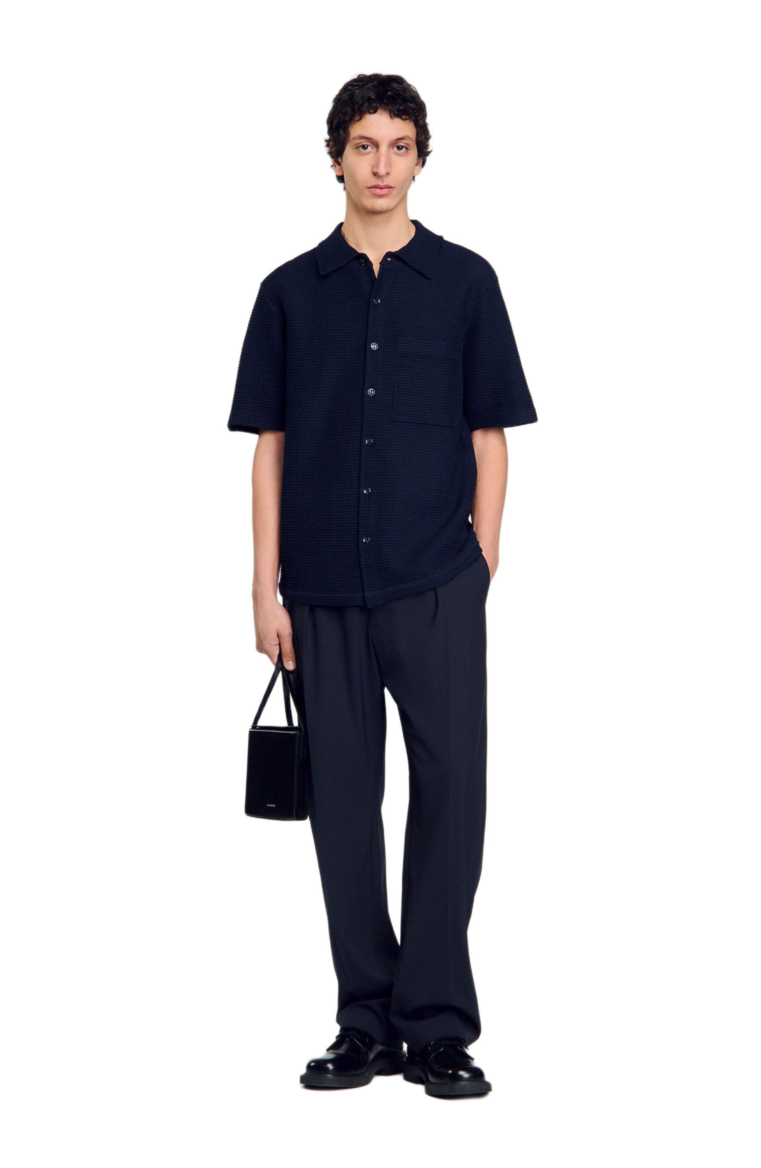 SANDRO Waffled shirt in Midnight Blue at Nordstrom - 6