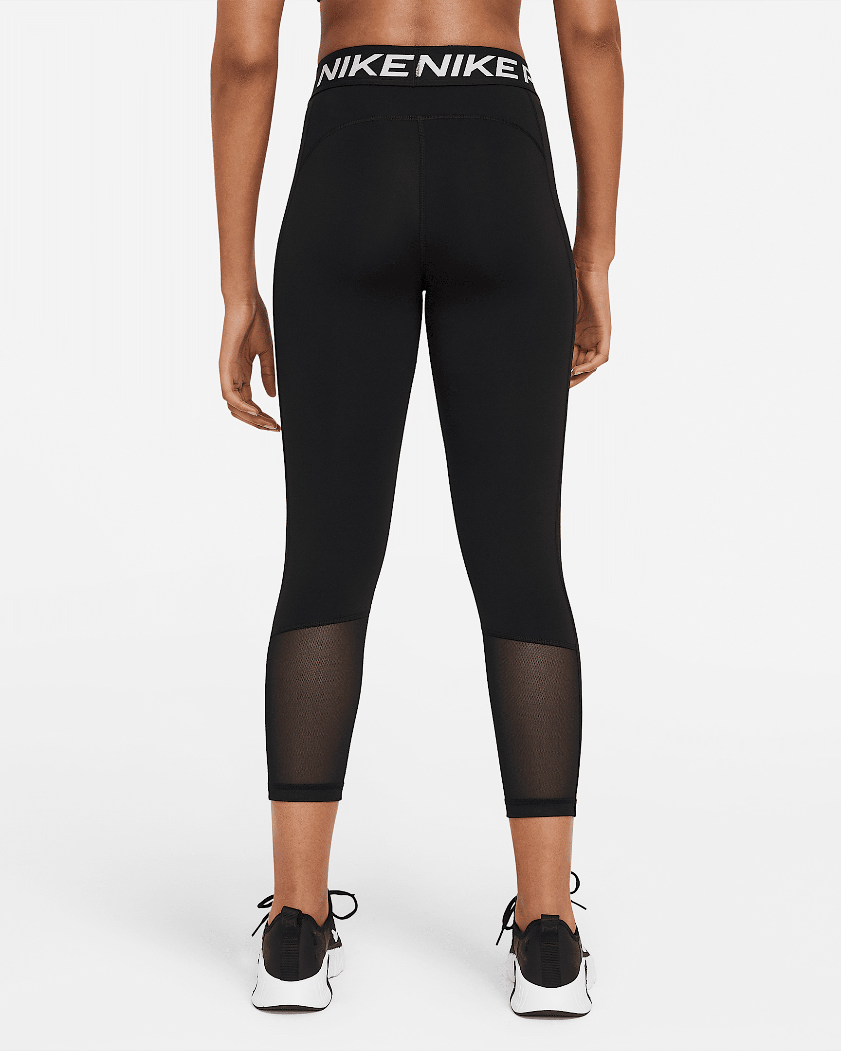 Nike Pro Women's Mid-Rise Crop Mesh Panel Leggings - 2
