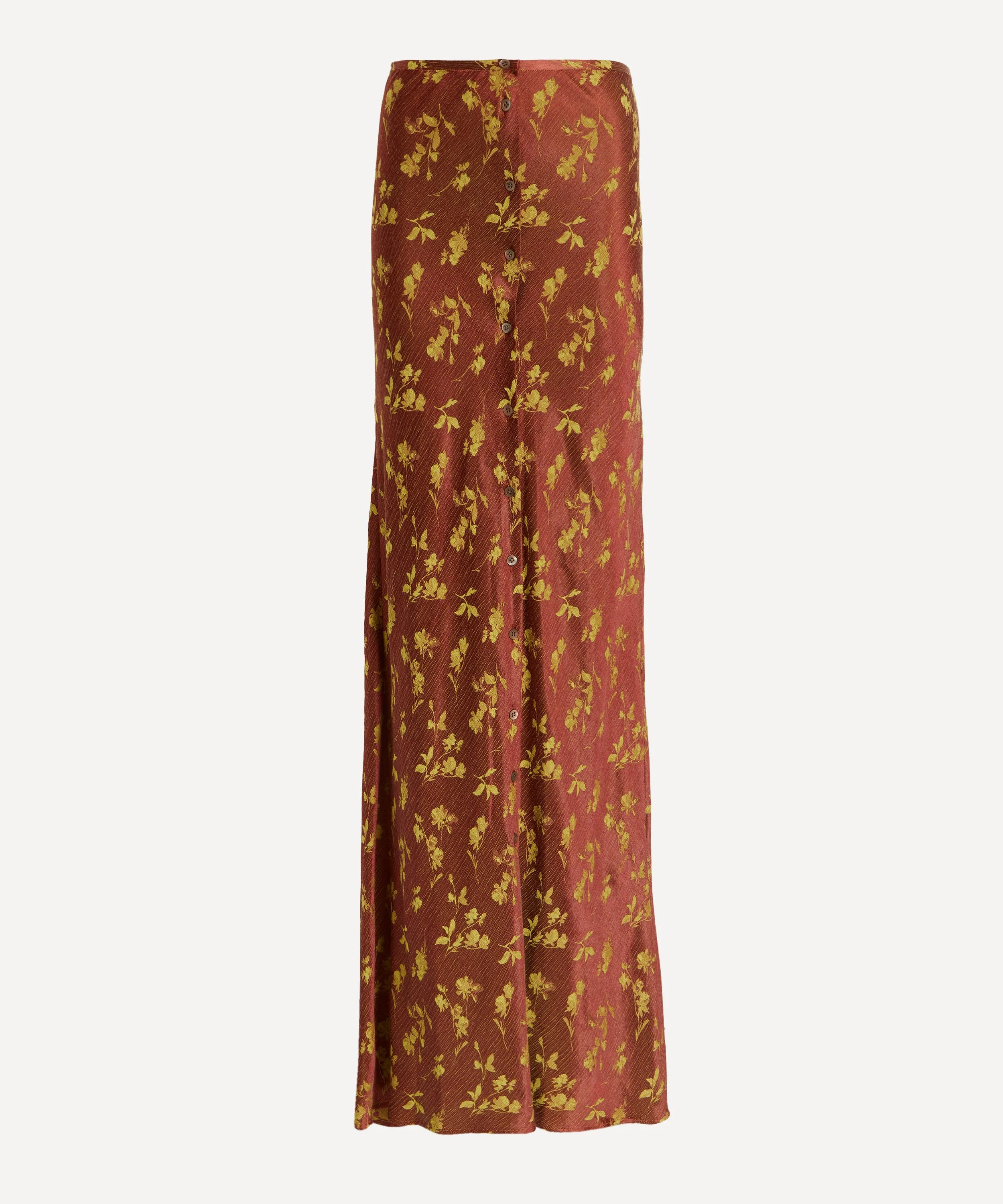 Rust Long Jacquard Skirt - 1