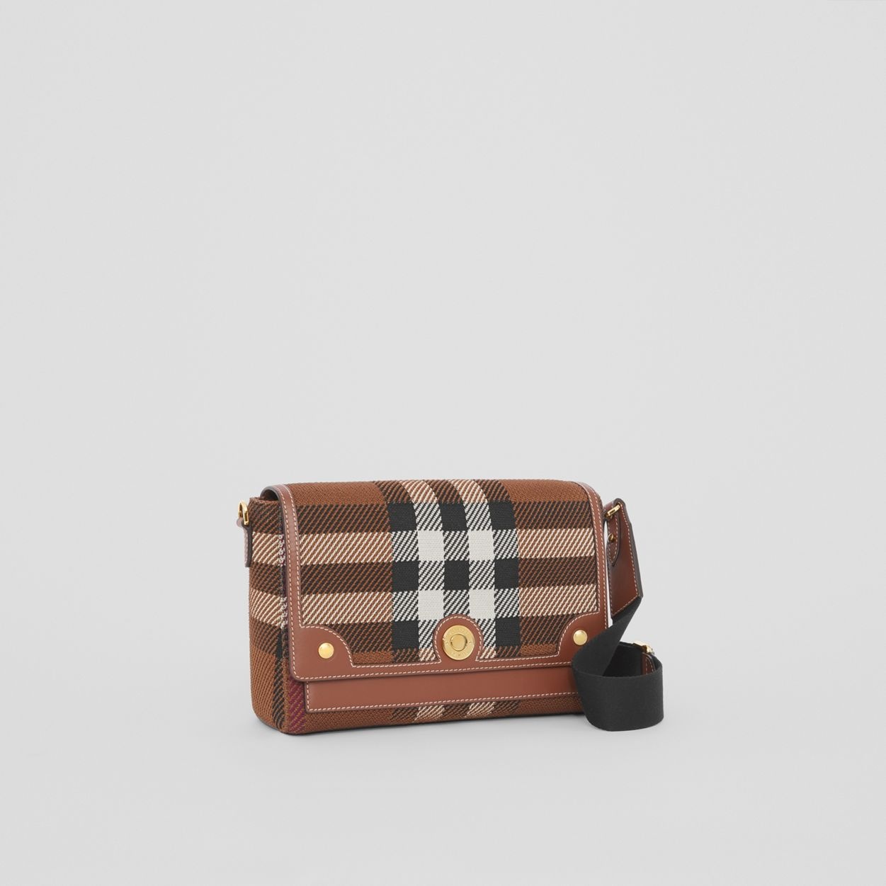 Knitted Check and Leather Note Crossbody Bag - 7