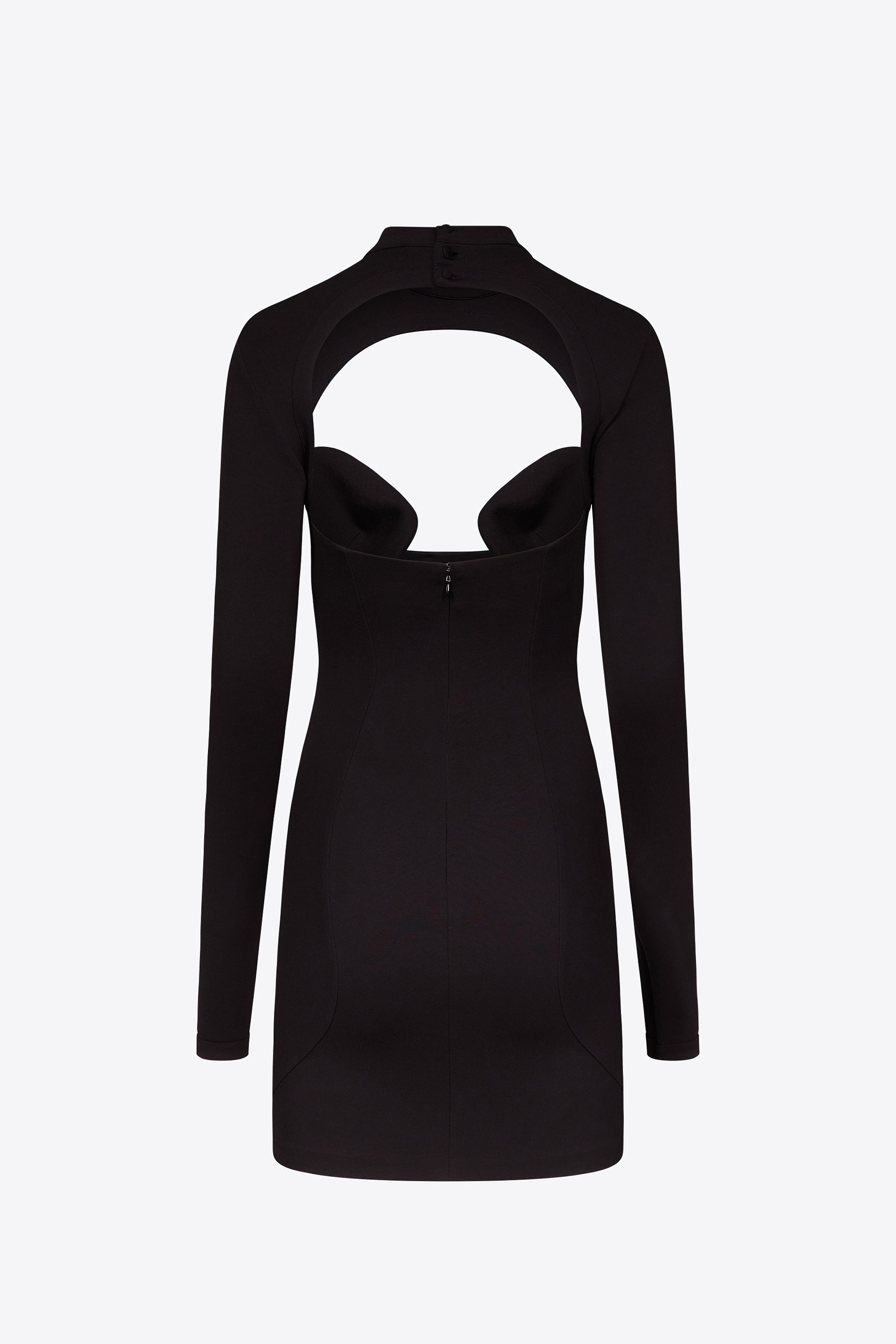 CRYSTAL EMBELLISHED BUSTIER CUP LONG SLEEVE DRESS - 2