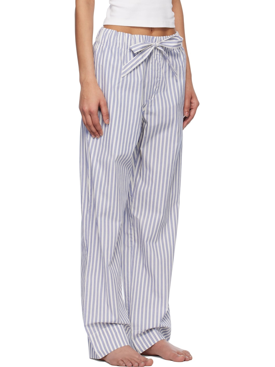 White & Blue Poplin Pyjama Pants - 2