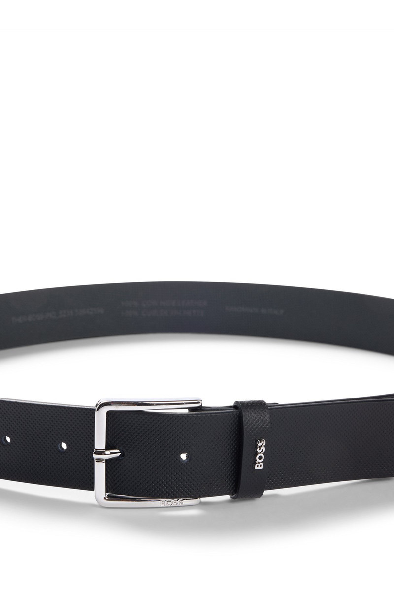 STRUCTURED-LEATHER BELT WITH LOGO KEEPER 4