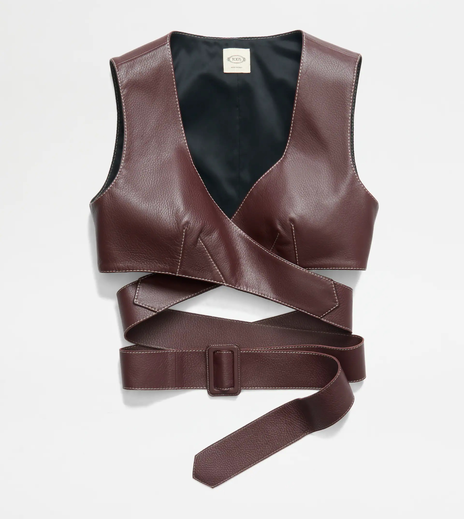 GILET IN LEATHER - BROWN - 1