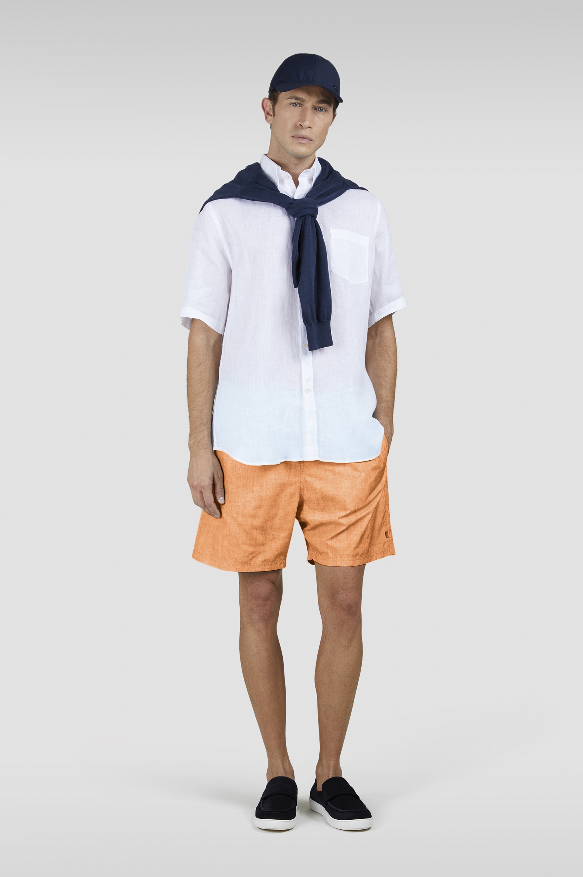 SWIM SHORTS WITH LINEN-EFFECT PRINT - 2
