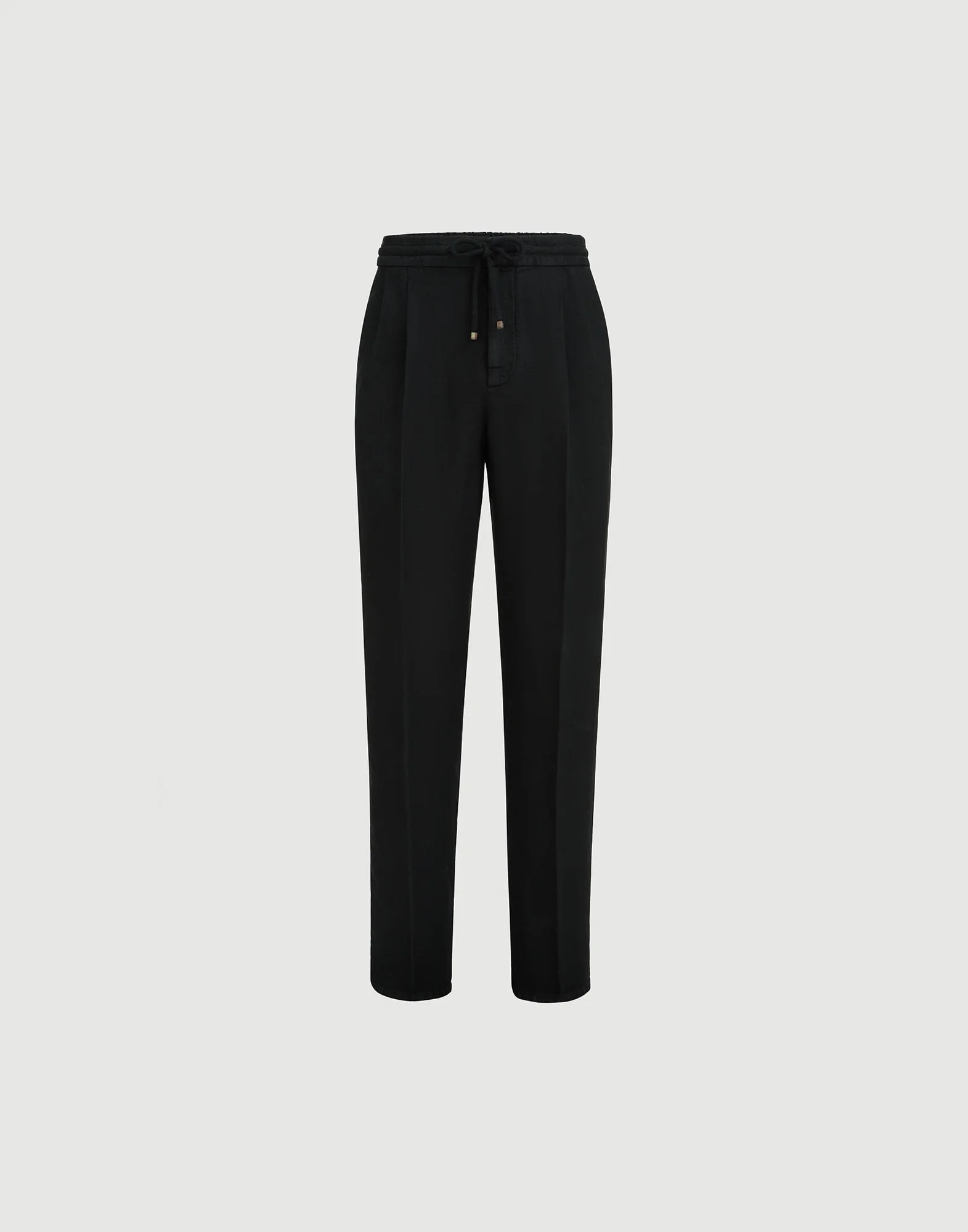 Garment-dyed trousers in linen gabardine with drawstring and double pleats - 1