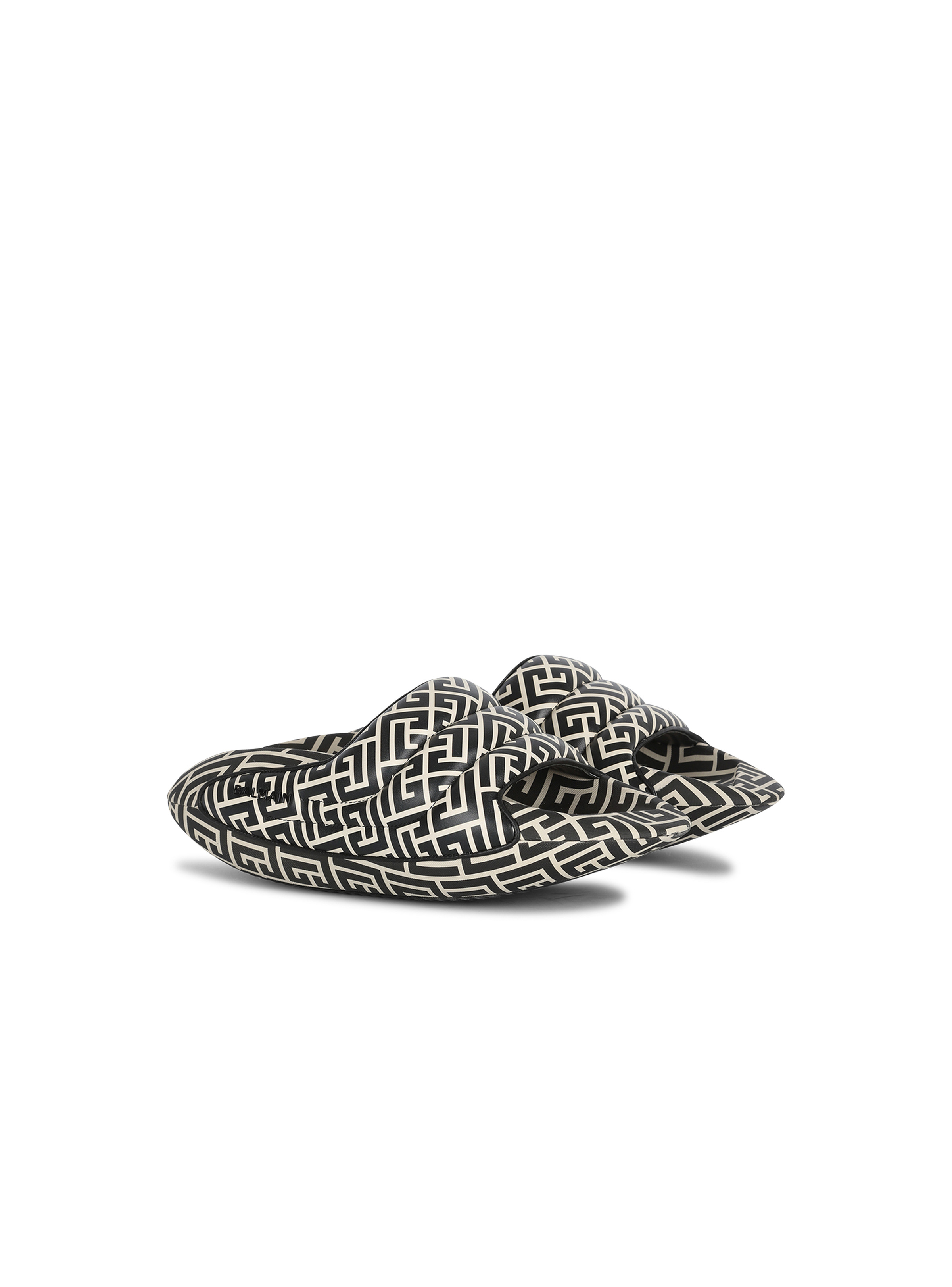 Bicolor quilted leather B-IT mules with Balmain monogram print - 2