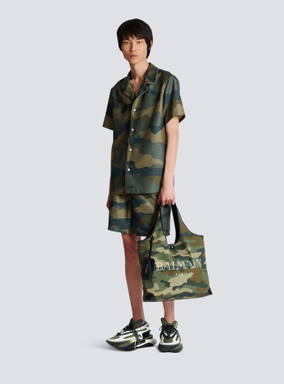 Balmain Camouflage monogrammed Shantung short-sleeved shirt outlook