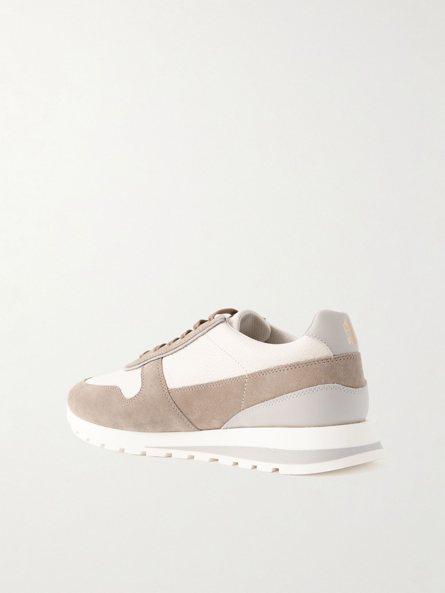 Olimpo Suede-Trimmed Full-Grain Leather Sneakers Beige - 4