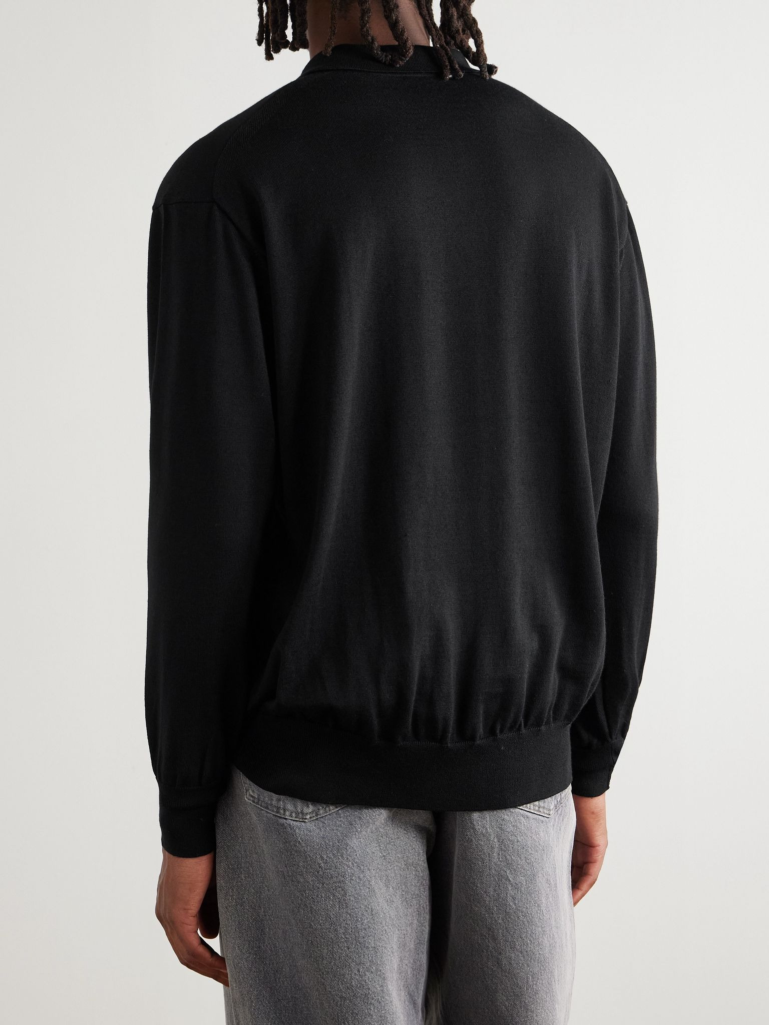 Wool Polo Shirt Black - 4