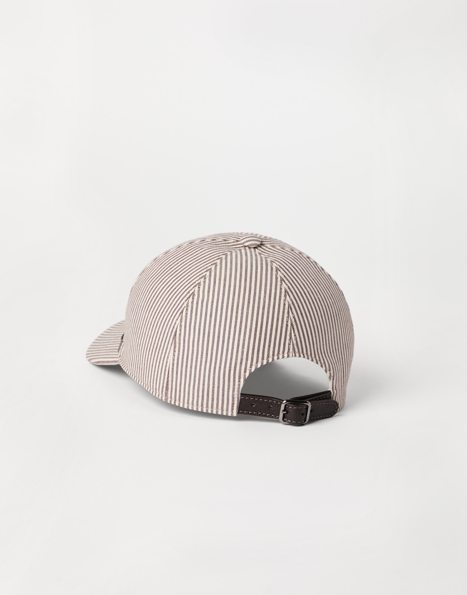 Striped cotton and linen twill baseball cap with shiny band - 2