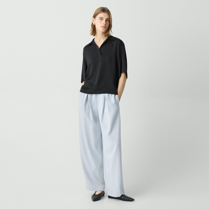 Theory Oversized Polo Shirt in Silk Georgette outlook