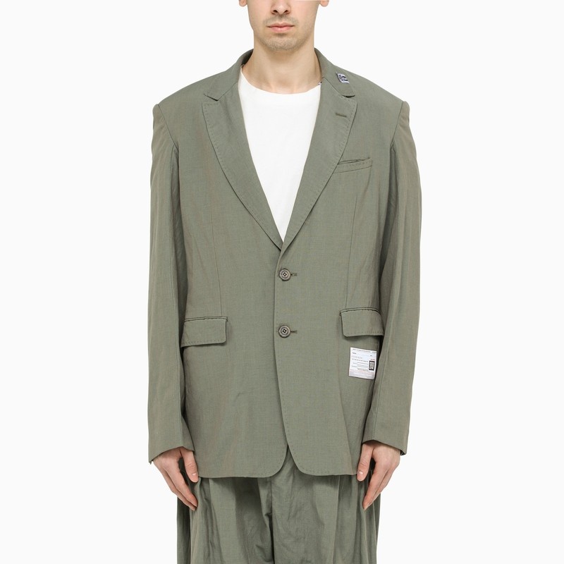 Single-breasted khaki jacket in technical fabric - 1