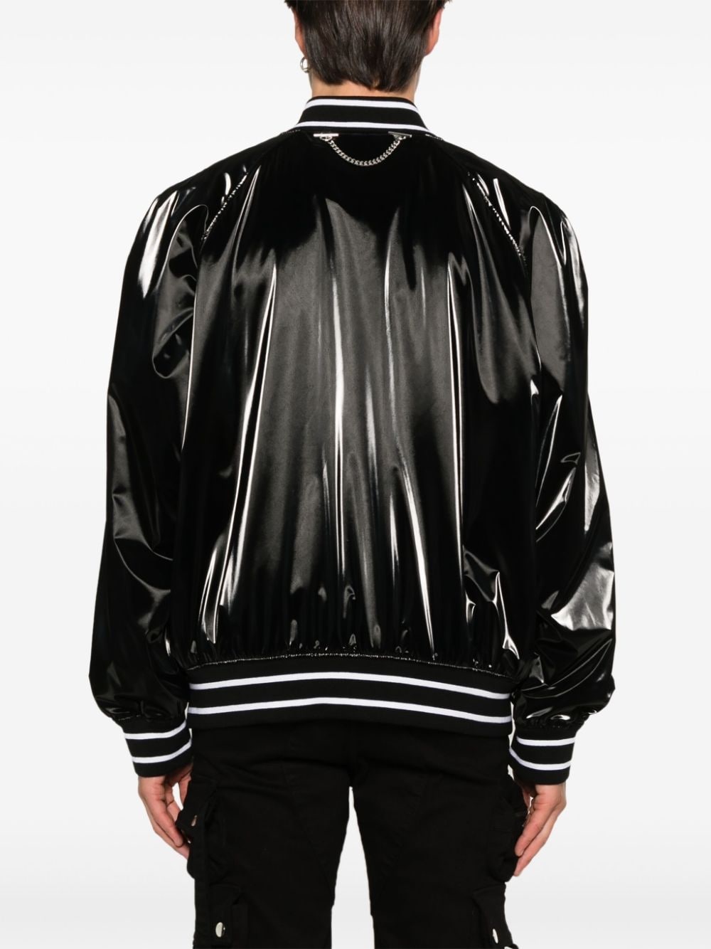 striped-trim bomber jacket - 4