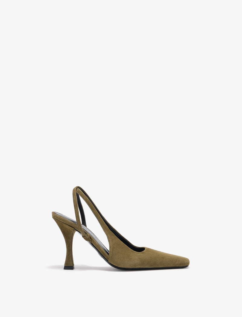 Trap Cross Slingback Pumps in Kidsuede 1