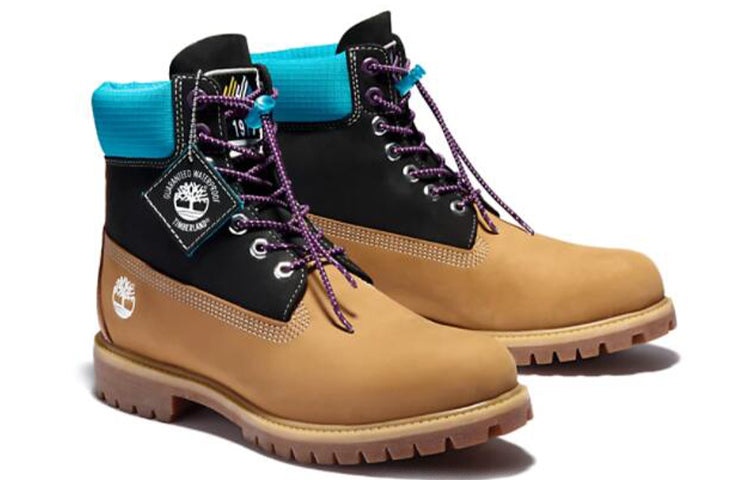 Timberland Premium 6 Inch Waterproof Boots 'Wheat Nubuck with Black and Blue Collar' A2N93231 - 3