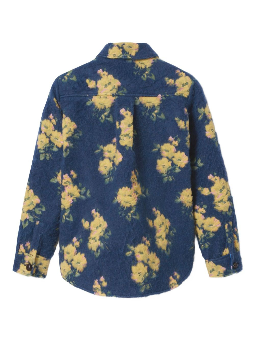floral-jacquard button-up shirt jacket - 5