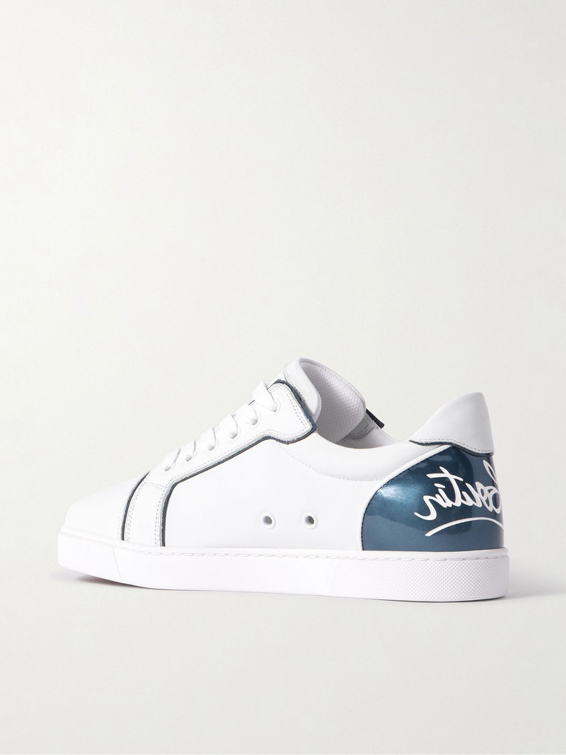 Fun Vieira patent-leather trimmed leather sneakers White 3