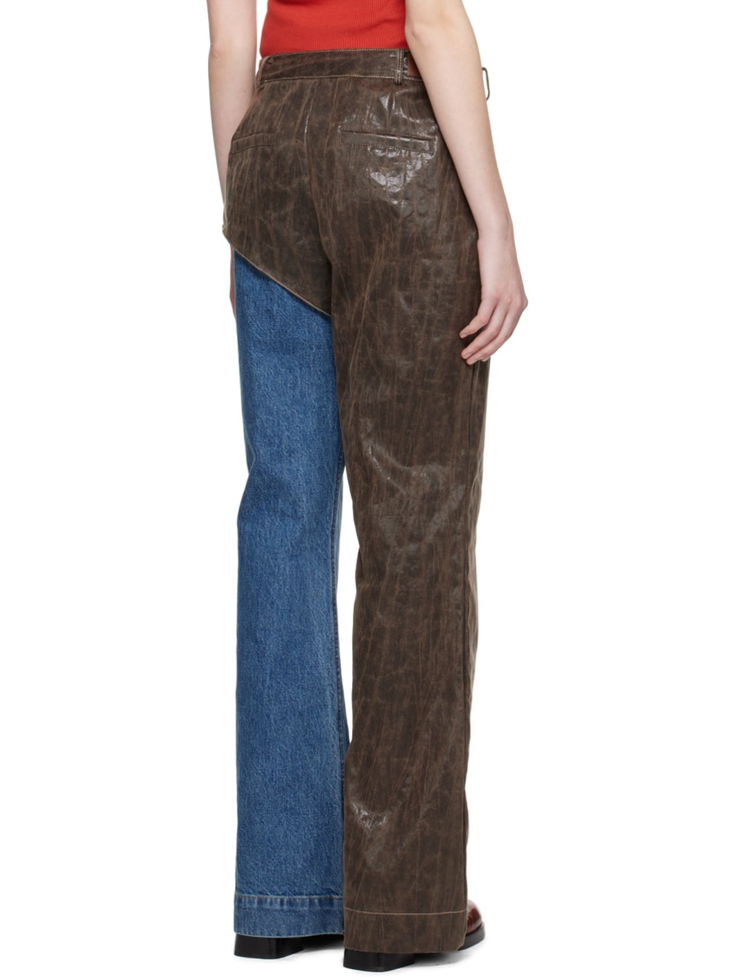 Brown & Blue Lance Faux-Leather Trousers - 3