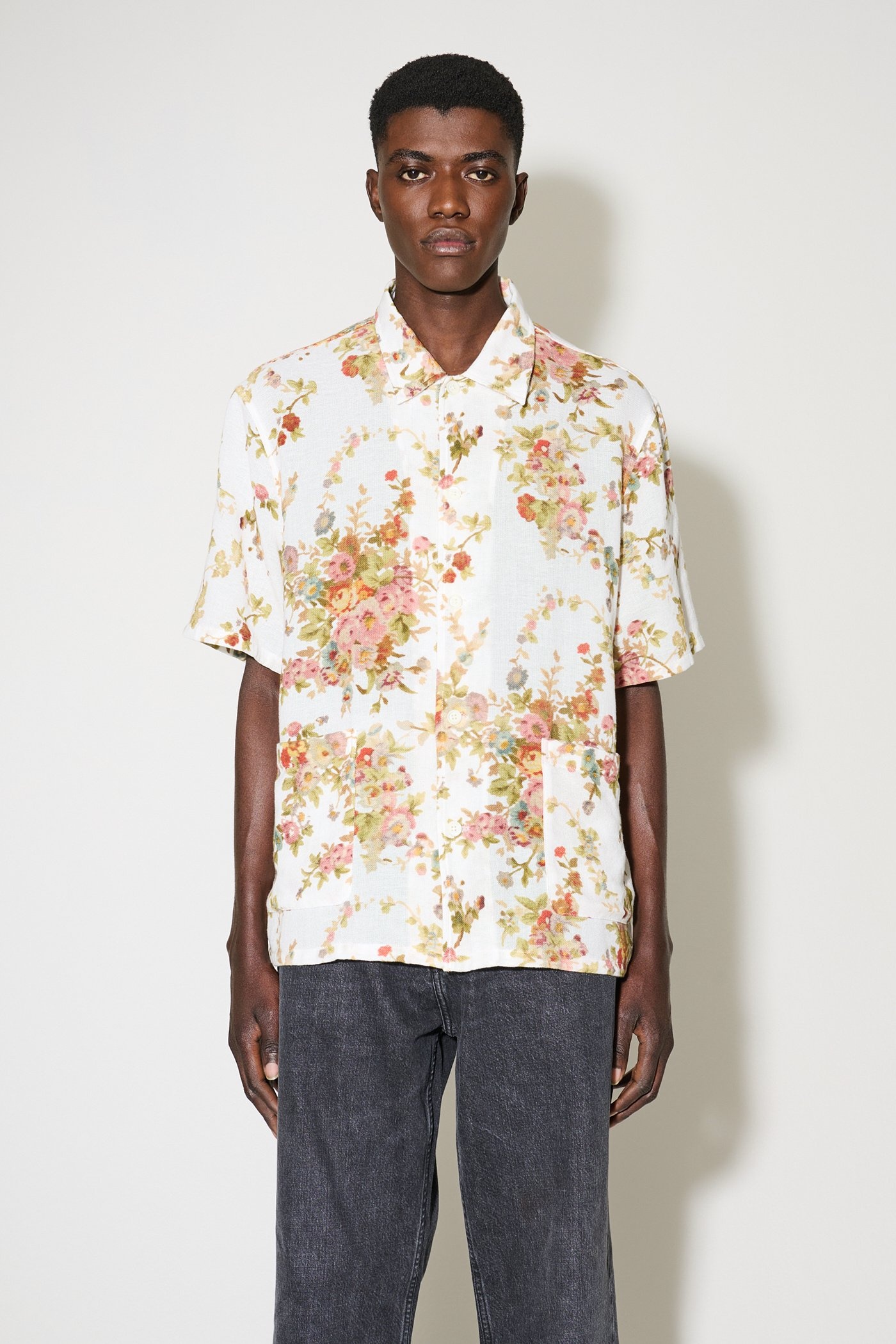 Elder Shirt Shortsleeve White Floral Tapestry Print - 6
