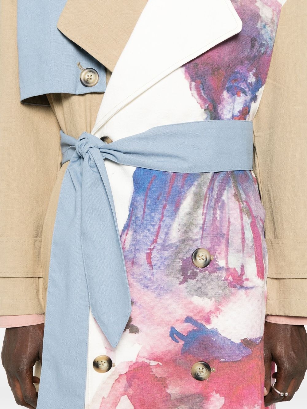 painted-panel trench coat - 5