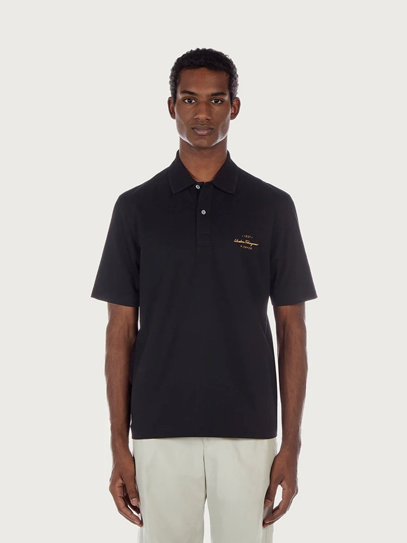 FERRAGAMO POLO WITH EMBROIDERY DETAILS outlook