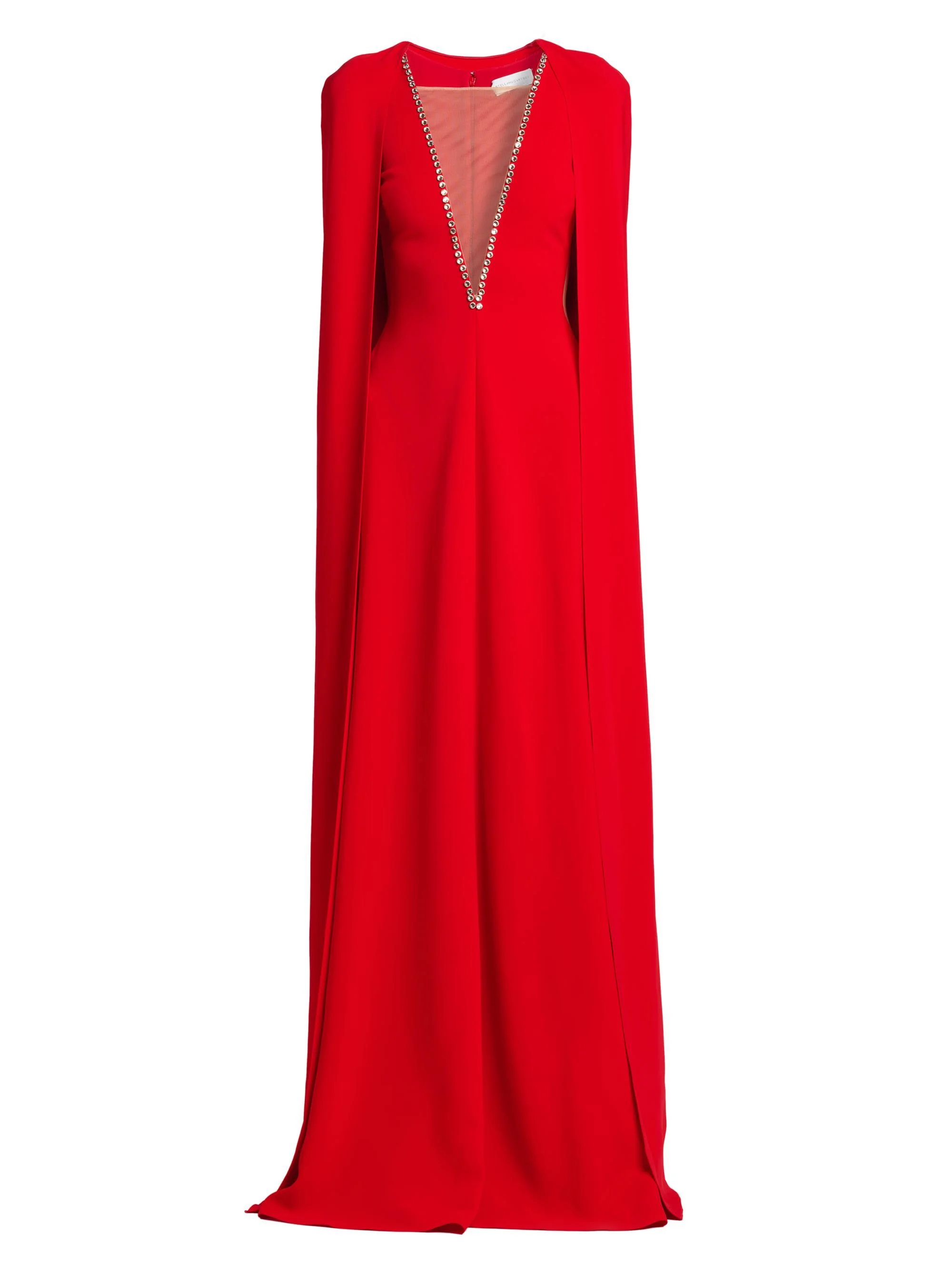 Women's Removable Cape A-Line Gown - Lipstick Red - 1