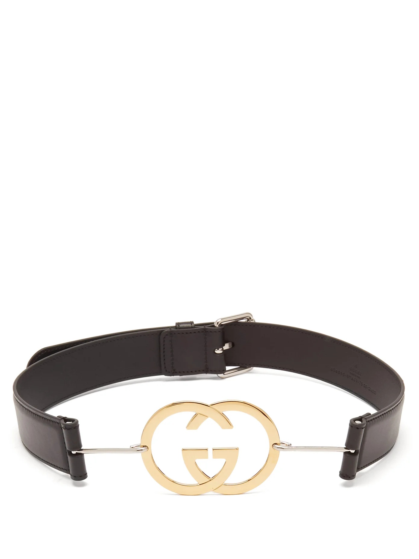 GG-plaque leather belt - 1