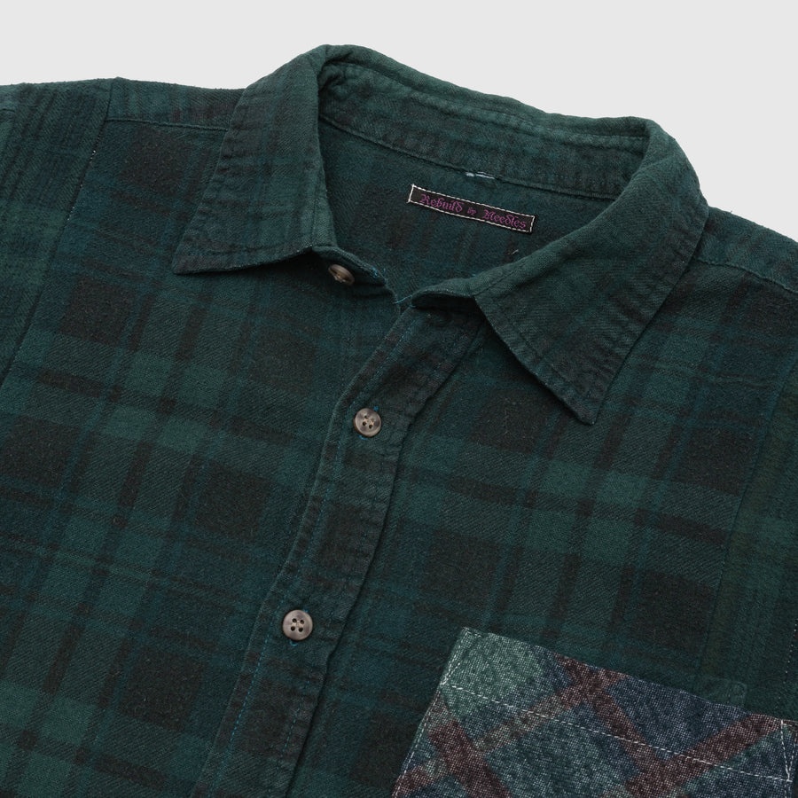 REBUILD BY NEEDLES 7 CUTS OVER DYE WIDE FLANNEL SHIRT - 2