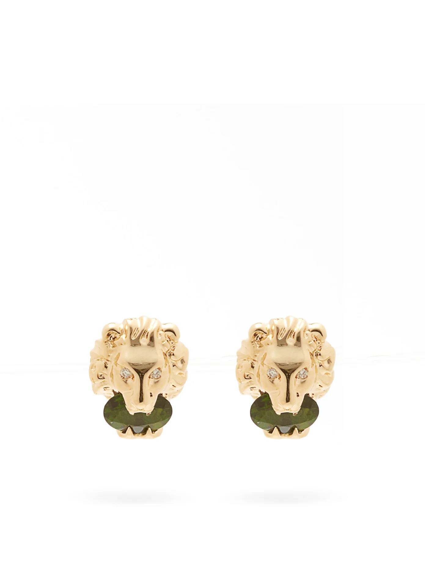 Lion crystal-embellished 18kt-gold stud earrings - 1