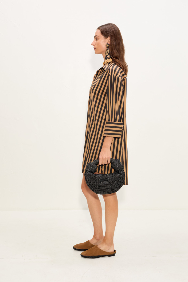Kena Poplin Dress In Black/Tan Stripe 5