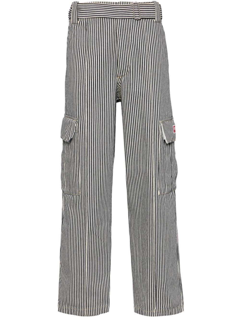 straight-cut striped army jeans - 1