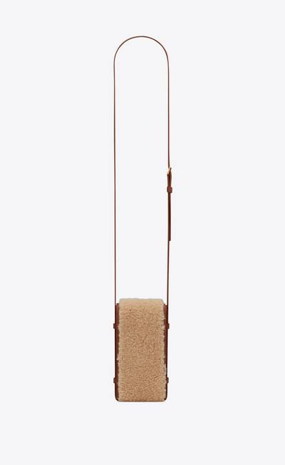 SAINT LAURENT tuc phone pouch with strap in shearling and vegetable-tanned leather outlook