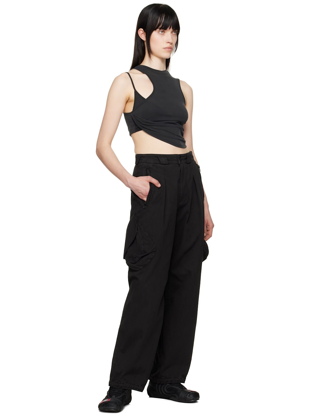 Black Dyed Cargo Pants - 4